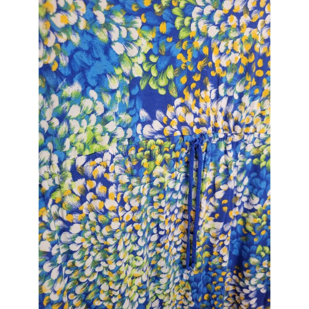 Vtg Carol Hochman Sleepwear Nightgown Blue Yellow Floral Slinky Women's Size P1X - Picture 6 of 11